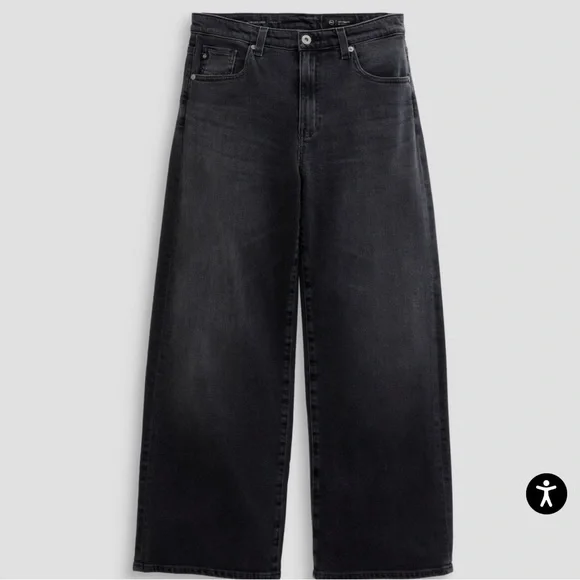 AG Saige Wide Leg Crop High-Rise Fit Size 30 Color Black - Picture 8 of 16